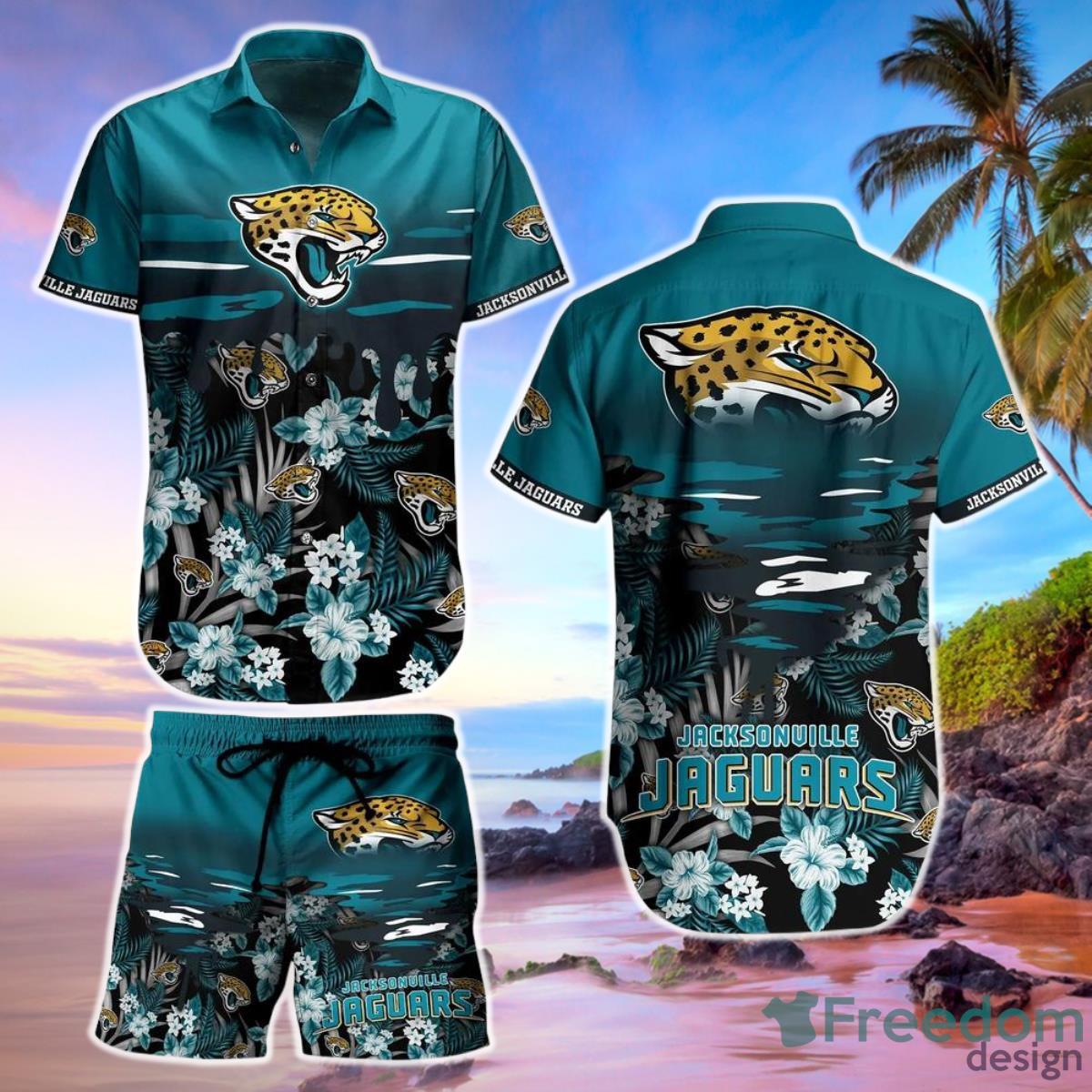 Jacksonville Jaguars Nfl Hawaiian Shirt And Short Tropical Pattern Beach Shirt New Gift For Best Fan Product Photo 1