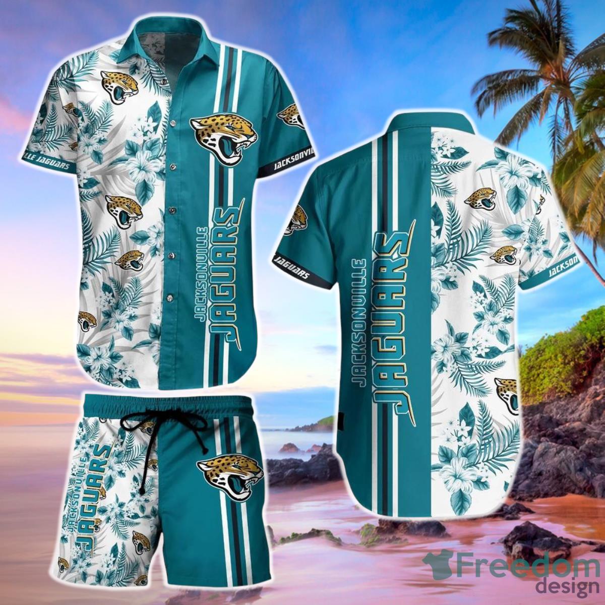 Jacksonville Jaguars Hawaiian Shirt Graphic Tropical Pattern Gift - Jomagift