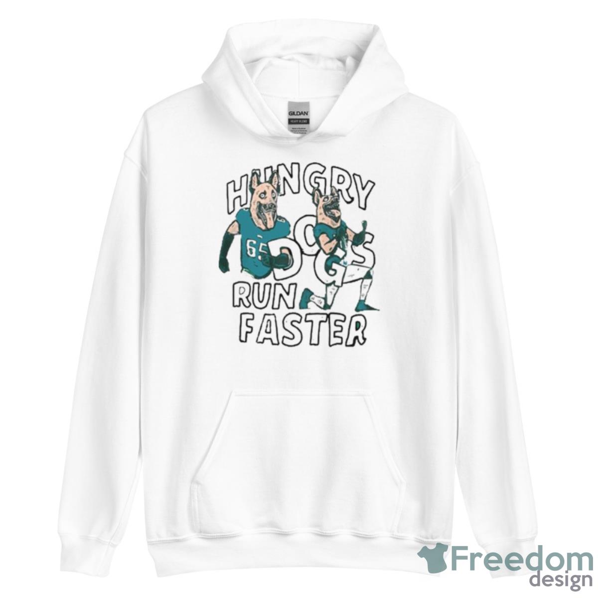 Jason Kelce Hungry Dogs Run Faster 2023 Shirt image Jason Kelce Hungry Dogs Run Faster 2023 Shirt - Unisex Heavy Blend Hooded Sweatshirt