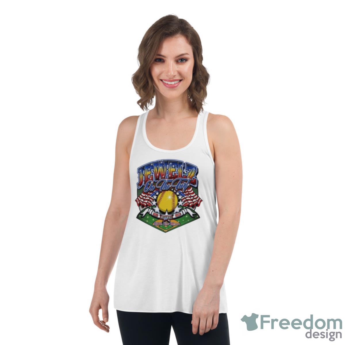 Jeweiz On The Turf 2023 Usssa New Mexico Shirt - Womens Flowy Racerback Tank Jeweiz On The Turf 2023 Usssa New Mexico Shirt - Womens Flowy Racerback Tank
