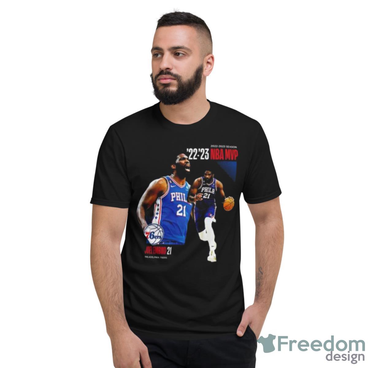 Joel Embiid Philadelphia 76ers 2023 NBA MVP Award Time Out Shirt - Short Sleeve T-Shirt