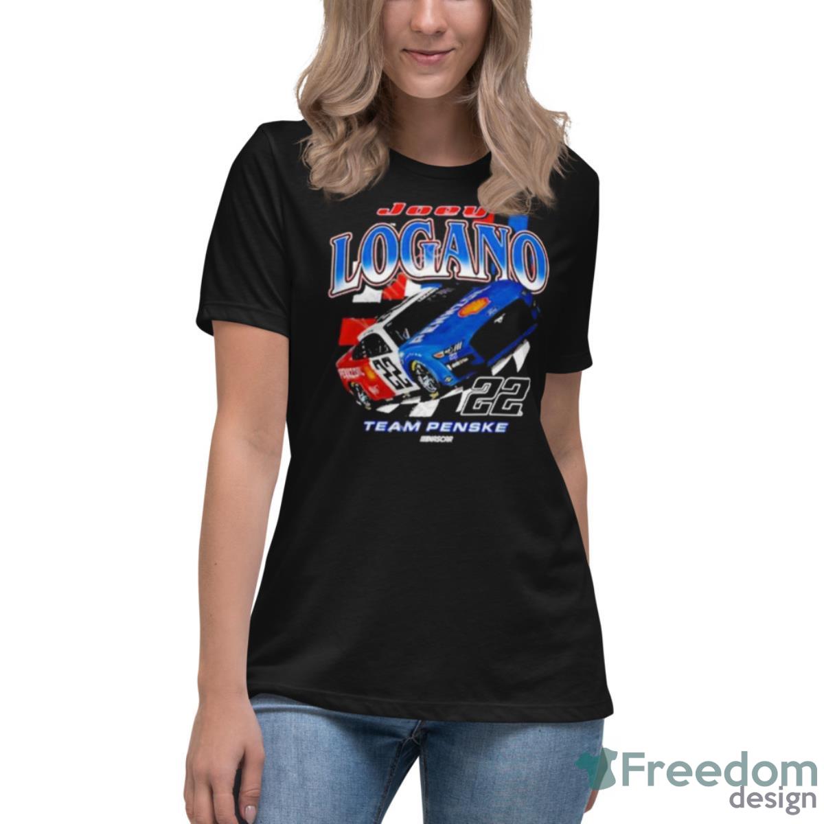 Joey Logano Team Penske 22 T Shirt - Womens Relaxed Short Sleeve Jersey Tee Joey Logano Team Penske 22 T Shirt - Womens Relaxed Short Sleeve Jersey Tee