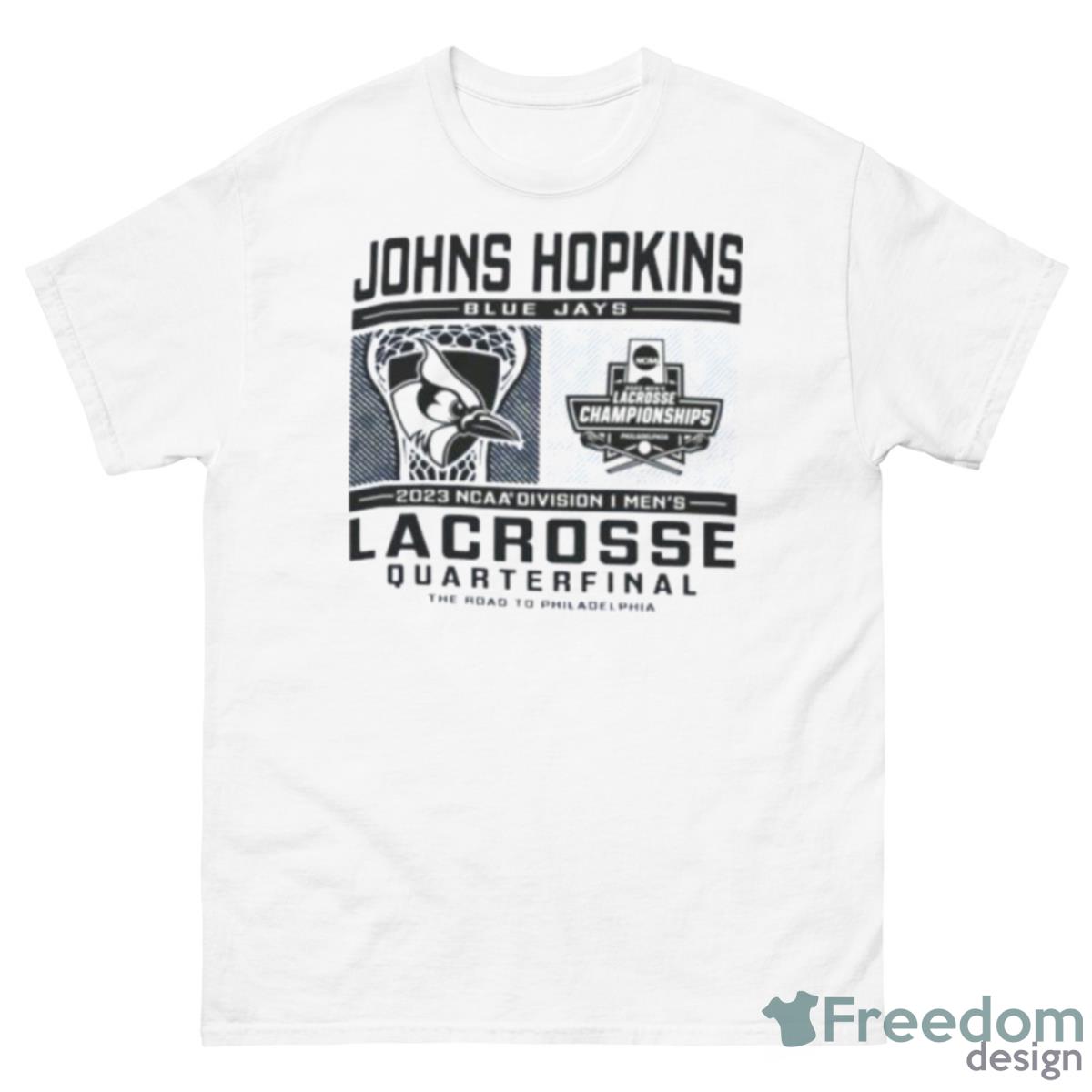 Johns Hopkins Blue Jays 2023 NCAA Division I Lacrosse Quarterfinal Shirt - 500 Men’s Classic Tee Gildan