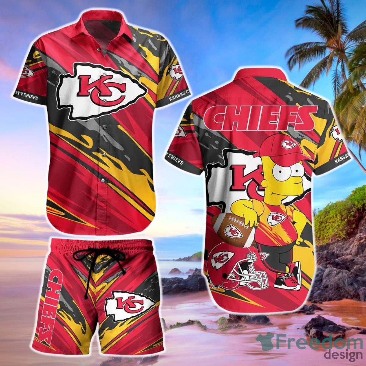 Kansas City Chiefs Football Nfl Hawaiian Shirt and Short Bart Simpson Summer Product Photo 1