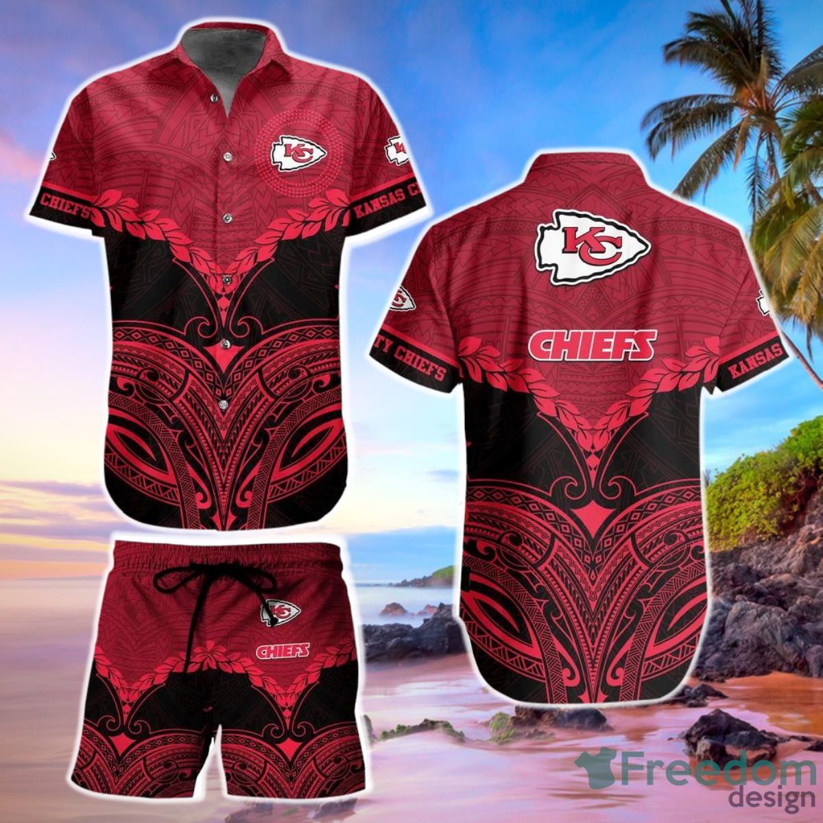 Kansas City Chiefs Football Nfl Hawaiian Shirt and Short  Polynesian Pattern New Summer Product Photo 1