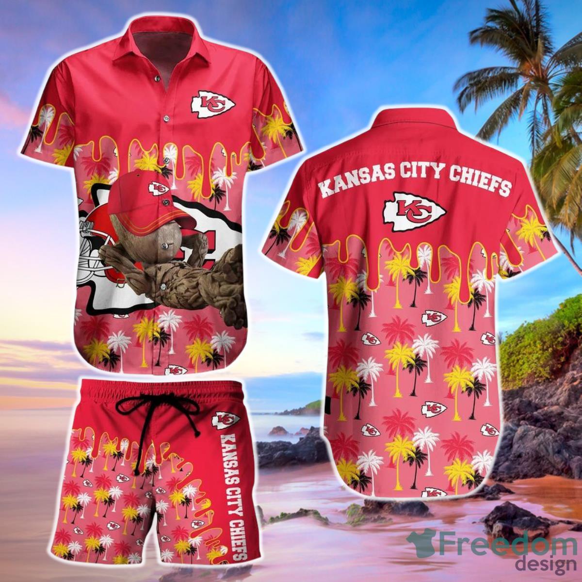 Kansas City Chiefs Nfl Hawaiian Shirt and Short Groot Graphic New Summer Product Photo 1