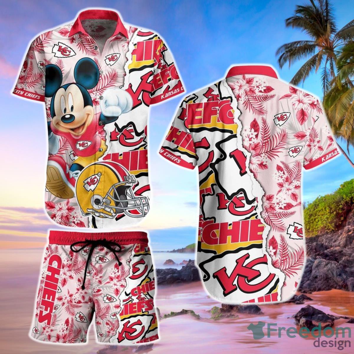 Kansas City Chiefs Nfl Hawaiian Shirt And Short Mickey Graphic Tropical 3D Printed Gift For Men Women Product Photo 1