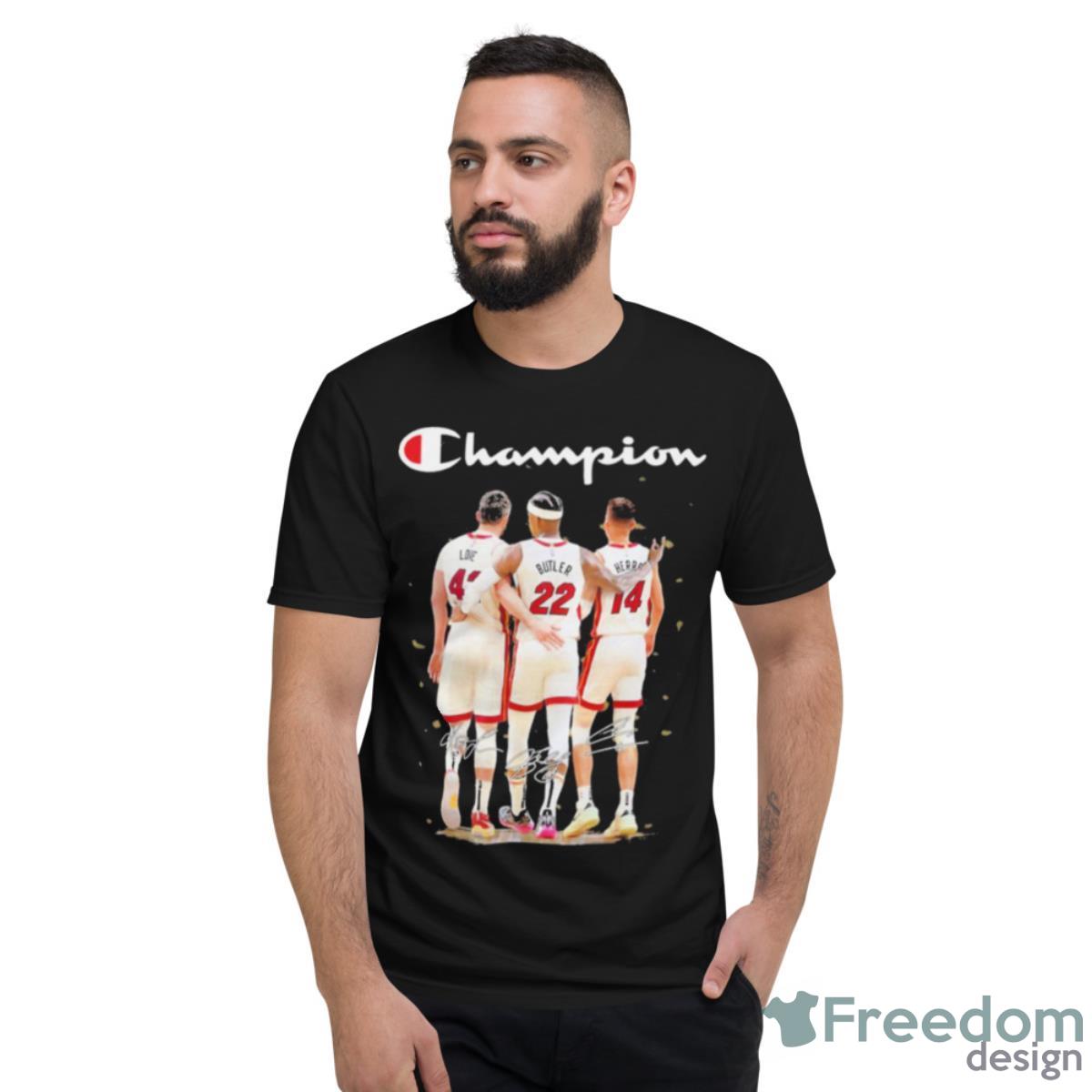 Kevin Love Jimmy Butler And Bam Adebayo Miami Heat Signatures Shirt - Short Sleeve T-Shirt