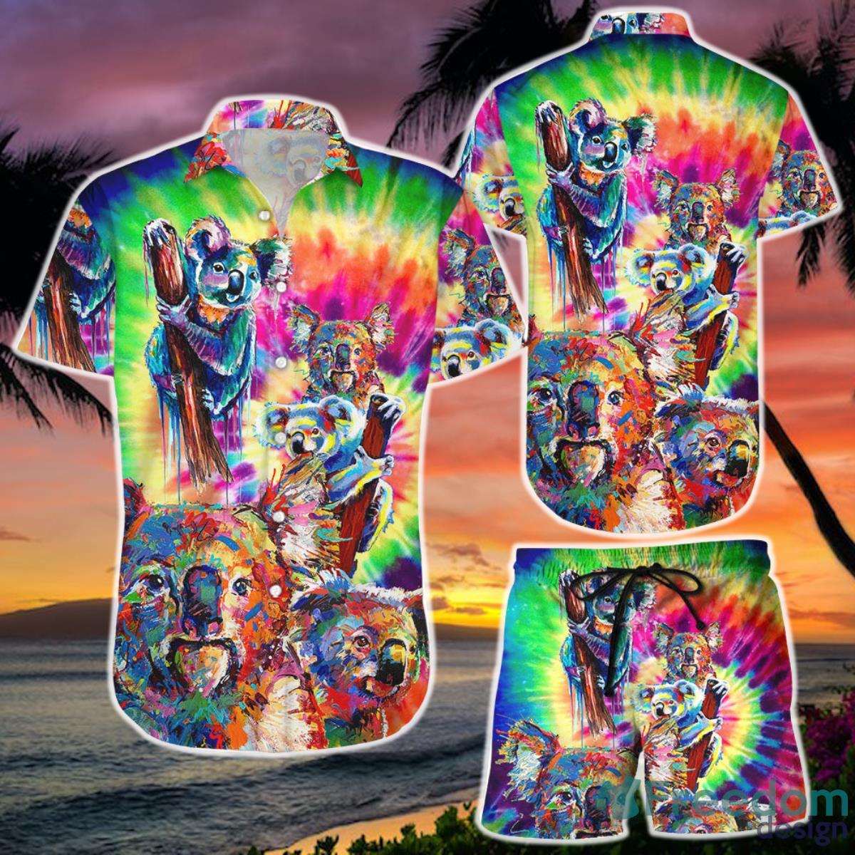 Koala Hawaiian Shirt And Short Koala Oil Painting Colorful Tiedye Gift For Koala Lovers Product Photo 1