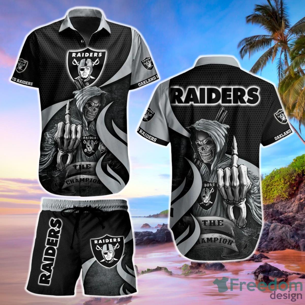 NFL Las Vegas Raiders Black NFL Football Summer Hawaiian Shirt in 2023