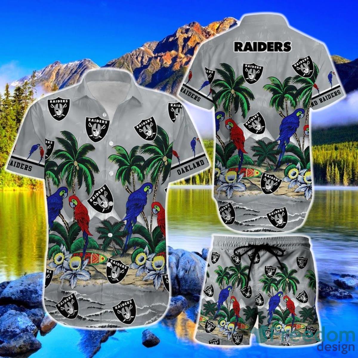 Las Vegas Raiders NFL Football Hawaiian Shirt And Short Graphic Summer Tropical Pattern Product Photo 1