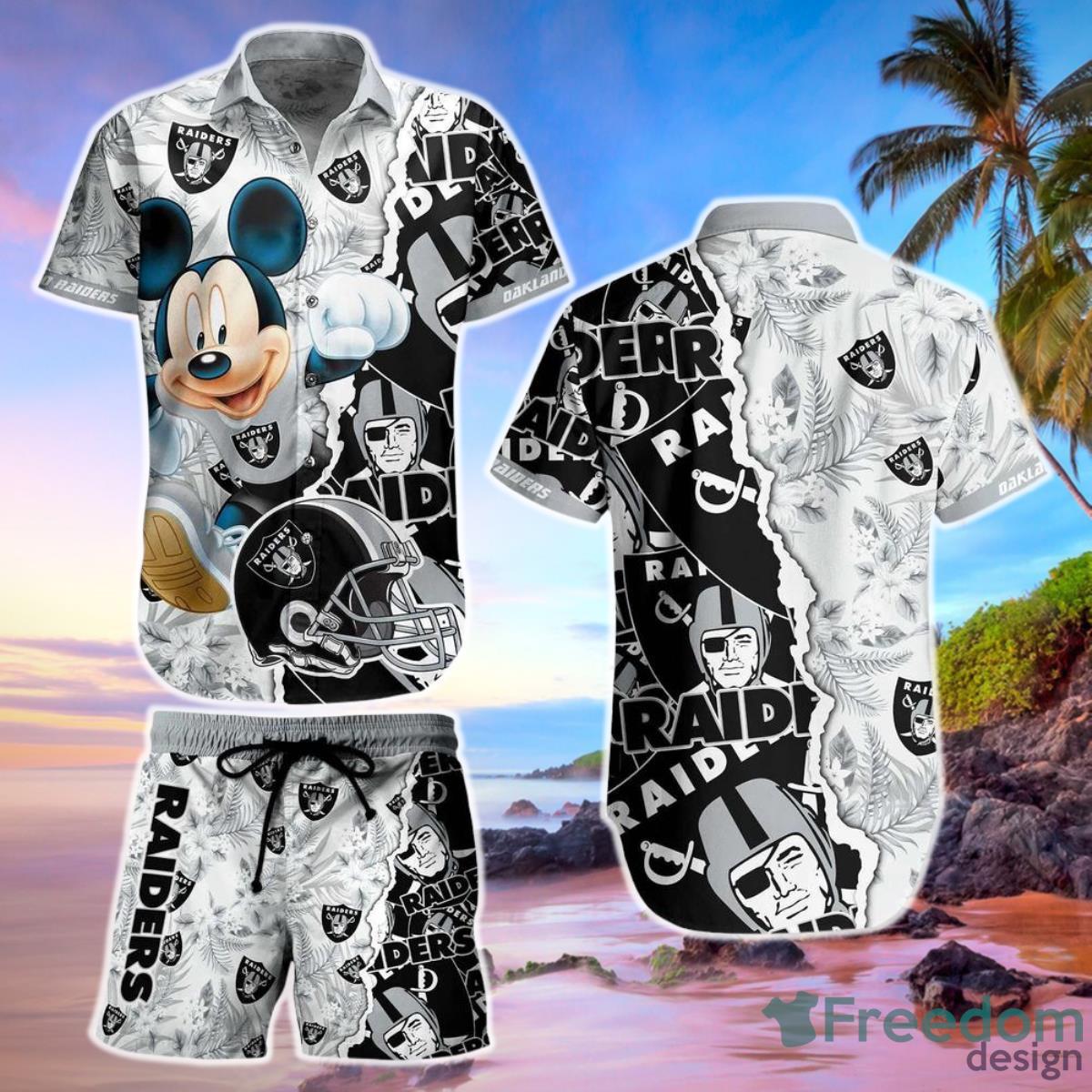 Las Vegas Raiders NFL Hawaiian Shirt And Short Mickey Graphic Tropical 3D Printed Gift For Men Women Product Photo 1