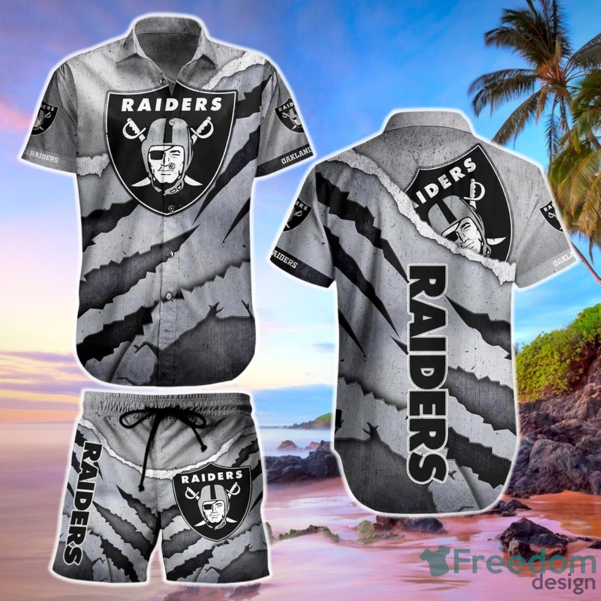 Las Vegas Raiders NFL Hawaiian Shirt And Short Summer Vintage Beach Shirt For Your Loved Ones Product Photo 1