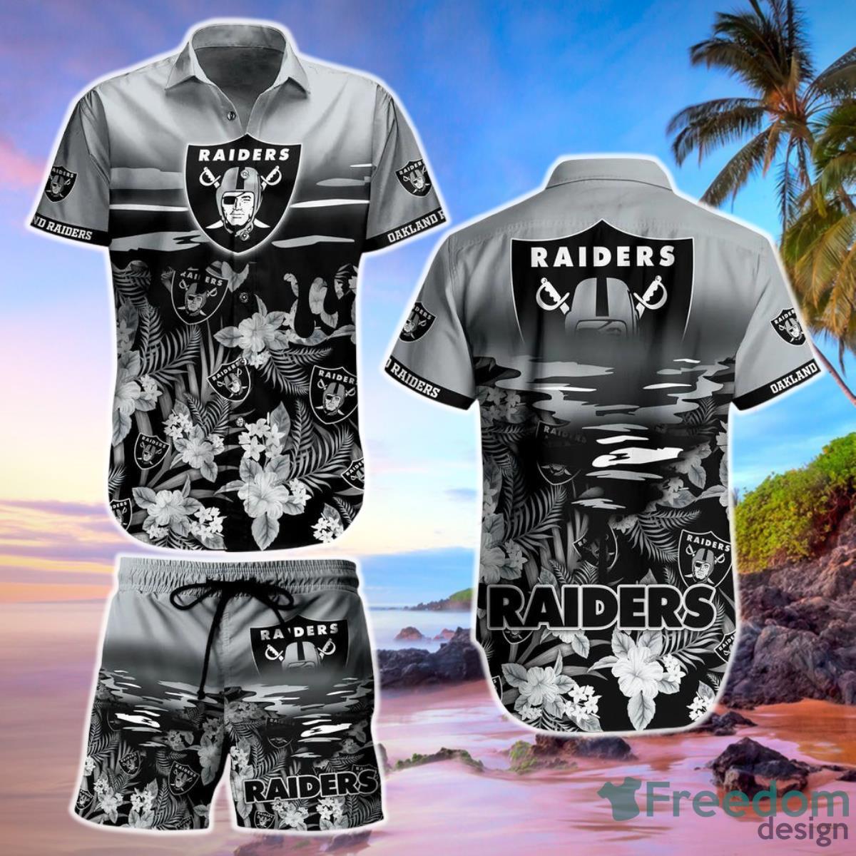 Las Vegas Raiders NFL Hawaiian Shirt And Short Tropical Pattern Beach Shirt New Gift For Best Fan Product Photo 1