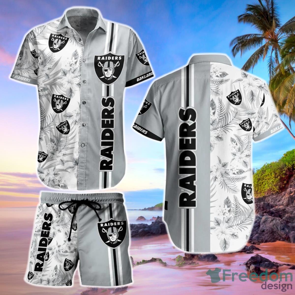 Las Vegas Raiders NFL Hawaiian Shirt and Short Tropical Pattern Summer Shirt Style Product Photo 1