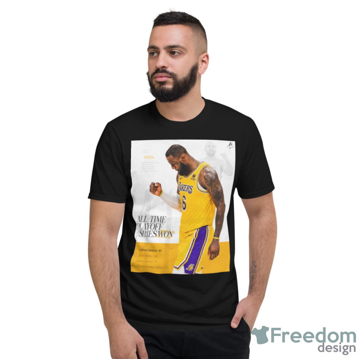 LeBron James Los Angeles Lakers Players Repping Purple And Gold Continue To Make Playoff History T Shirt - Short Sleeve T-Shirt