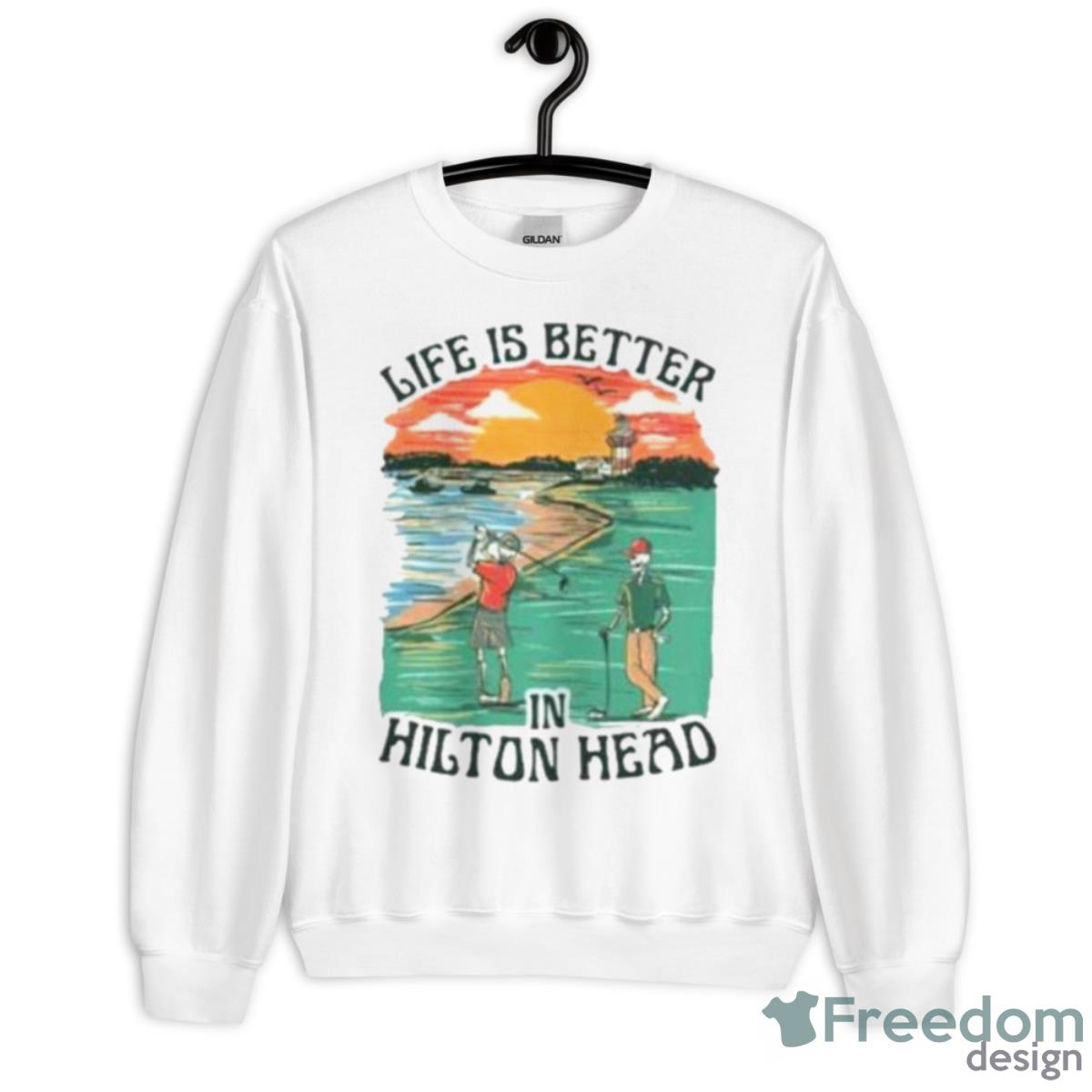 Life Is Better Hilton Head Skeleton Golf Shirt - Unisex Heavy Blend Crewneck Sweatshirt