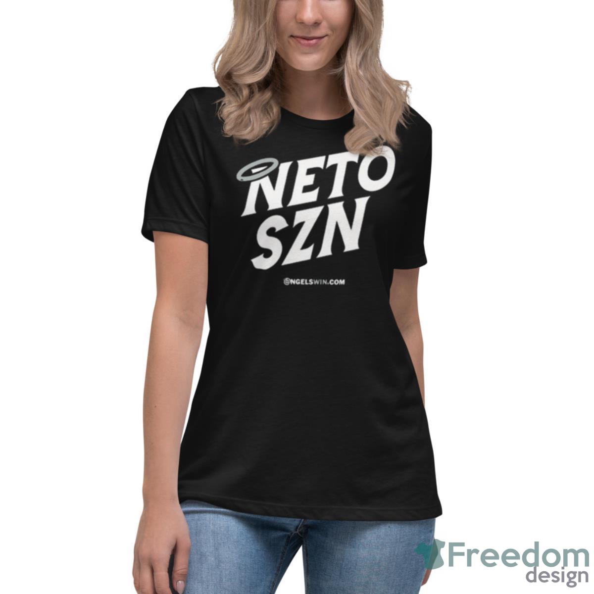 Los Angeles Angels Neto Szn Angelswin New Shirt - Womens Relaxed Short Sleeve Jersey Tee Los Angeles Angels Neto Szn Angelswin New Shirt - Womens Relaxed Short Sleeve Jersey Tee