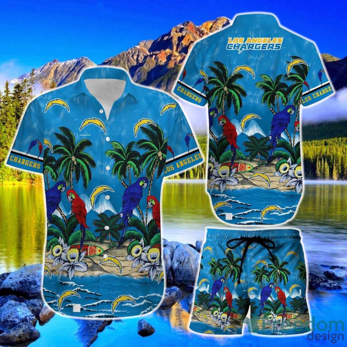 Los Angeles Chargers NFL Football Hawaiian Shirt And Short Graphic Summer Tropical Pattern Product Photo 1