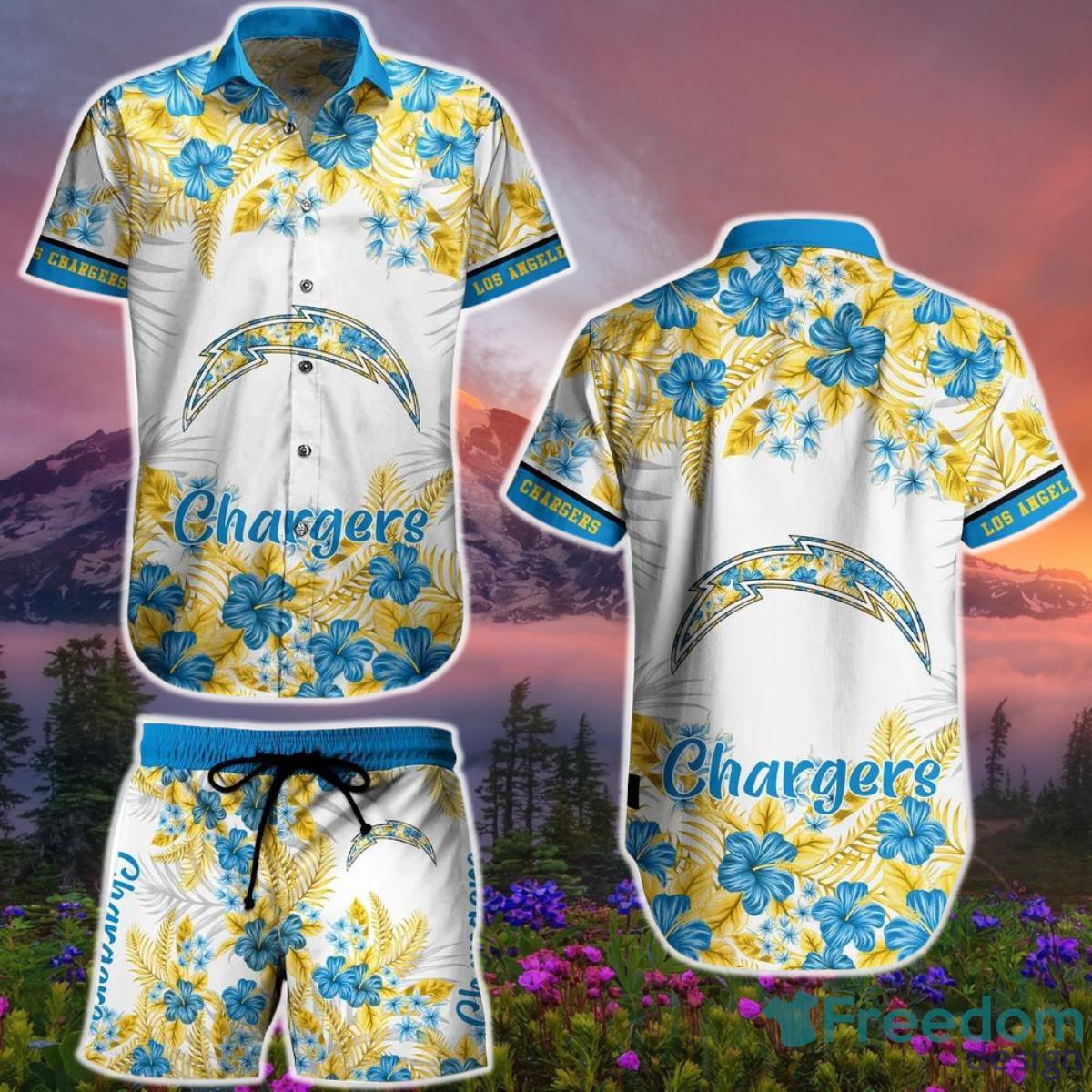 Los Angeles Chargers NFL Hawaiian  Shirt And Shortv Graphic Flower Tropical Pattern Product Photo 1