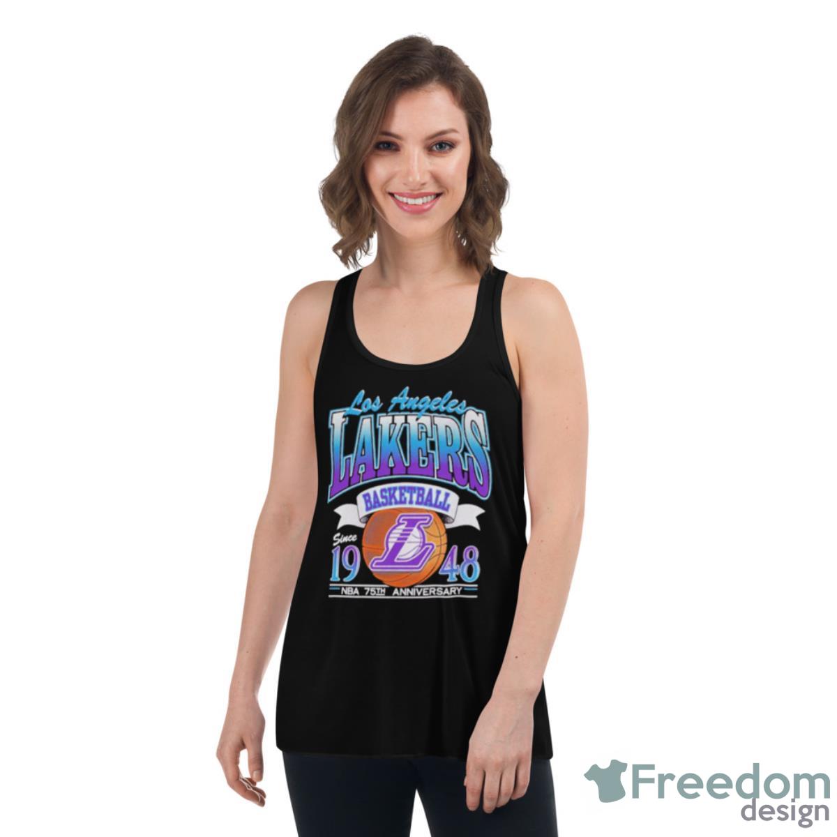 Los Angeles Lakers Basketball Since 1948 NBA 75Th Anniversary Lal Fan Shirt - Womens Flowy Racerback Tank Los Angeles Lakers Basketball Since 1948 NBA 75Th Anniversary Lal Fan Shirt - Womens Flowy Racerback Tank