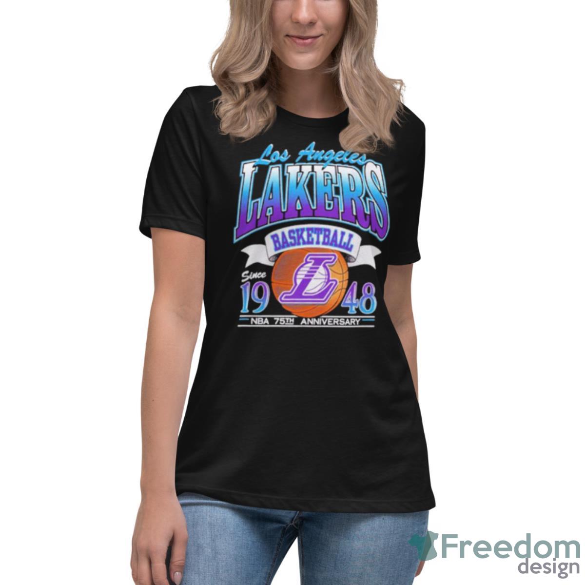 Los Angeles Lakers Basketball Since 1948 NBA 75Th Anniversary Lal Fan Shirt - Womens Relaxed Short Sleeve Jersey Tee Los Angeles Lakers Basketball Since 1948 NBA 75Th Anniversary Lal Fan Shirt - Womens Relaxed Short Sleeve Jersey Tee