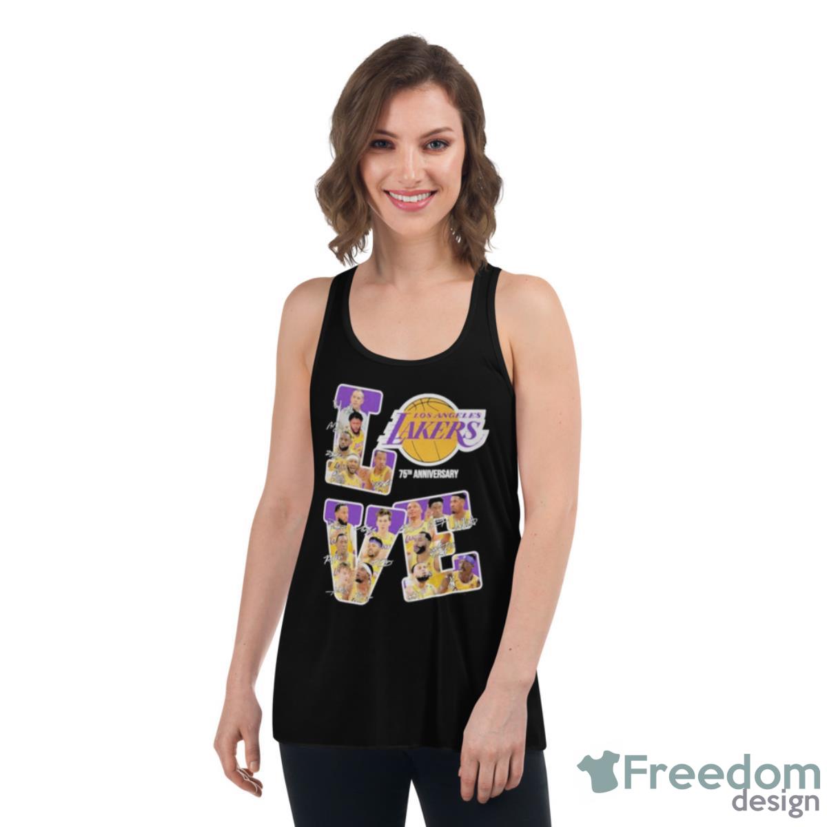 Los Angeles Lakers Love 2023 NBA Championship Signatures Shirt - Womens Flowy Racerback Tank Los Angeles Lakers Love 2023 NBA Championship Signatures Shirt - Womens Flowy Racerback Tank