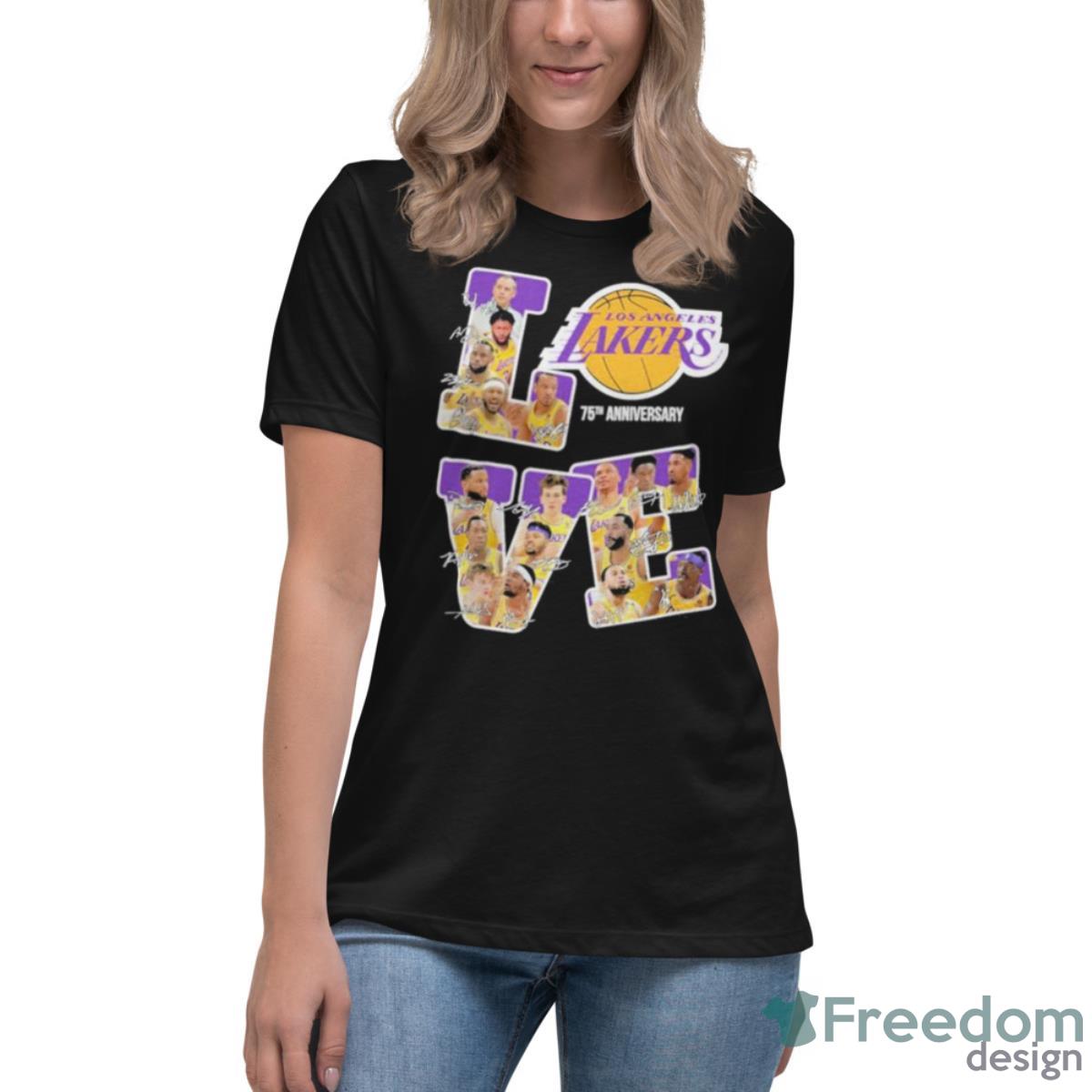Los Angeles Lakers Love 2023 NBA Championship Signatures Shirt - Womens Relaxed Short Sleeve Jersey Tee Los Angeles Lakers Love 2023 NBA Championship Signatures Shirt - Womens Relaxed Short Sleeve Jersey Tee