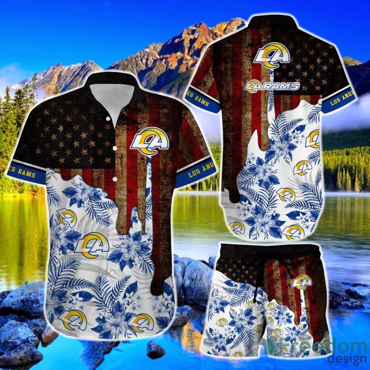 Los Angeles Rams NFL Hawaiian Shirt And Short Summer Vintage US Flag Best Gift For Men Women Product Photo 1