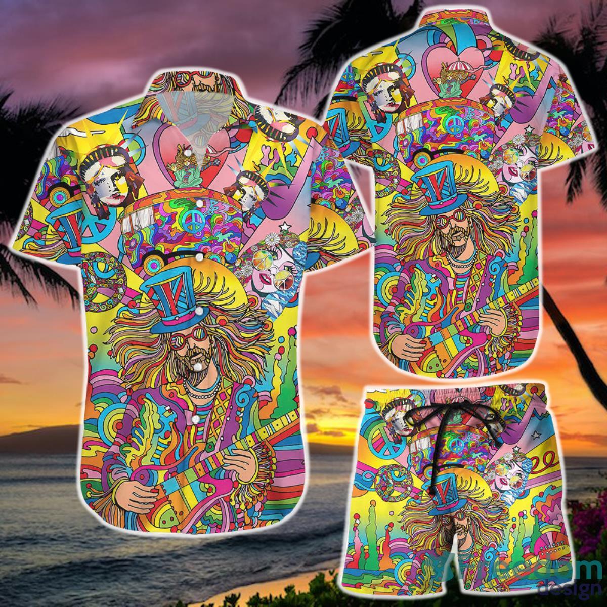 Love Peace And Music Aloha Hippie Hawaii Shirt and Short Cute Beach Themed Gifts Product Photo 1