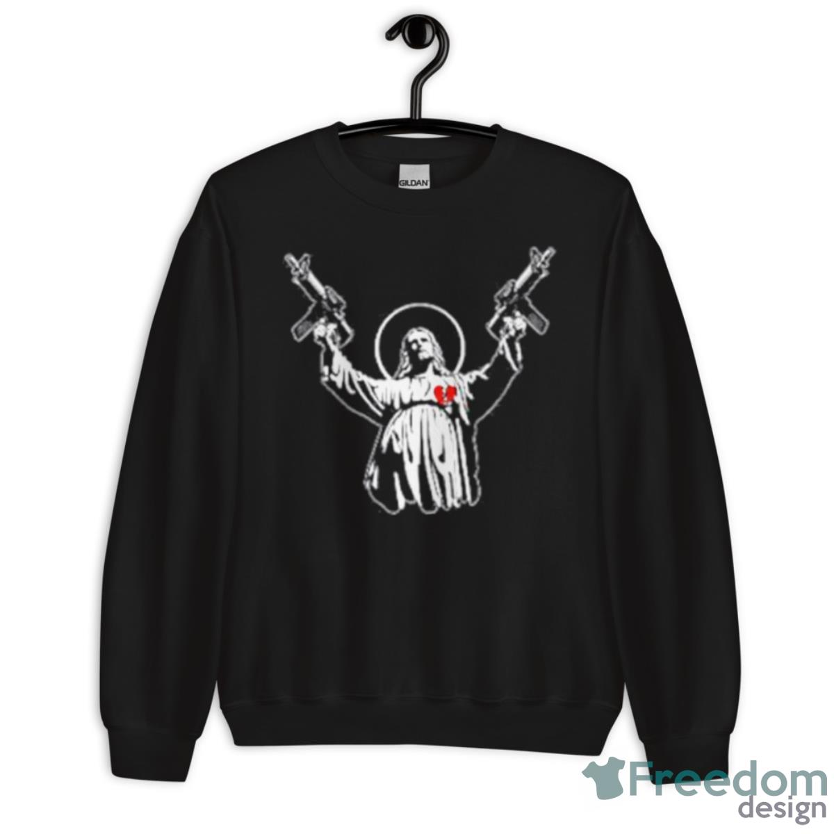 Machine Gun Christ Shirt - Unisex Crewneck Sweatshirt Machine Gun Christ Shirt - Unisex Crewneck Sweatshirt