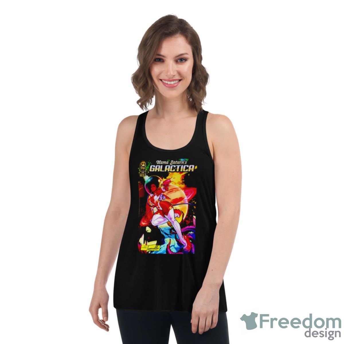 Mama Saturn’s Galactica Shirt - Womens Flowy Racerback Tank Mama Saturn’s Galactica Shirt - Womens Flowy Racerback Tank