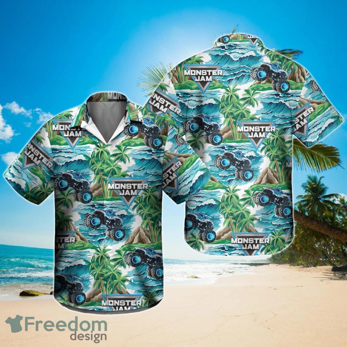 Megalodon Monster Truck Summer Hawaiian Shirt Product Photo 1