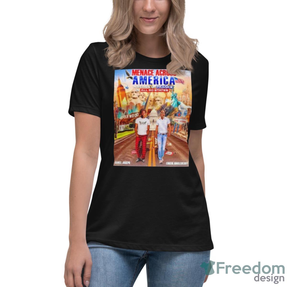 menace across America a series of pranks in all 50 states Kanel Joseph and Eugene Dingleberry shirt - Men’s Classic Tee Gildan 5000 menace across America a series of pranks in all 50 states Kanel Joseph and Eugene Dingleberry shirt - Men’s Classic Tee Gildan 5000