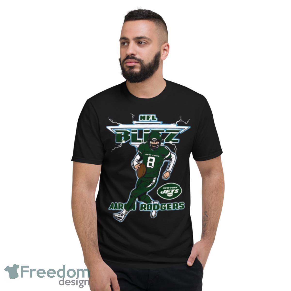 Men’s Homage Aaron Rodgers Charcoal New York Jets Blitz Graphic T Shirt - Short Sleeve T-Shirt