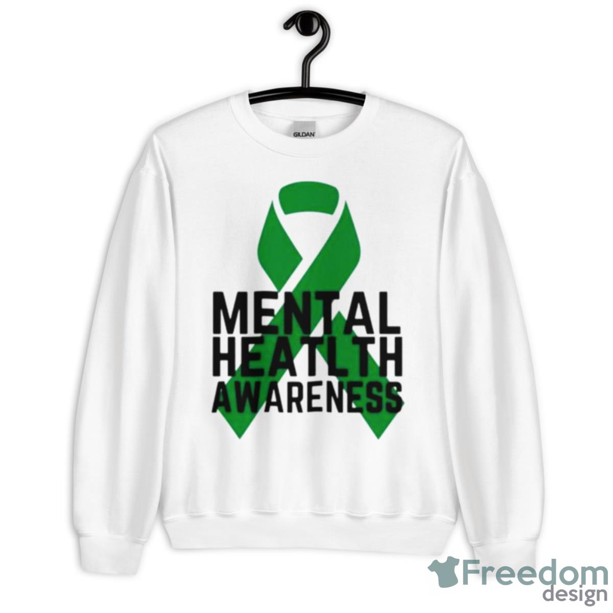 Mental Health Awareness Green Ribbon Shirt - Unisex Heavy Blend Crewneck Sweatshirt