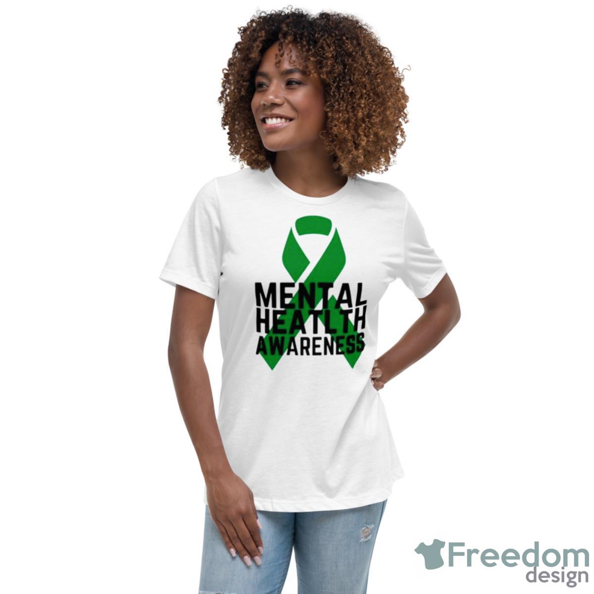Mental Health Awareness Green Ribbon Shirt - Womens Relaxed Short Sleeve Jersey Tee Mental Health Awareness Green Ribbon Shirt - Womens Relaxed Short Sleeve Jersey Tee