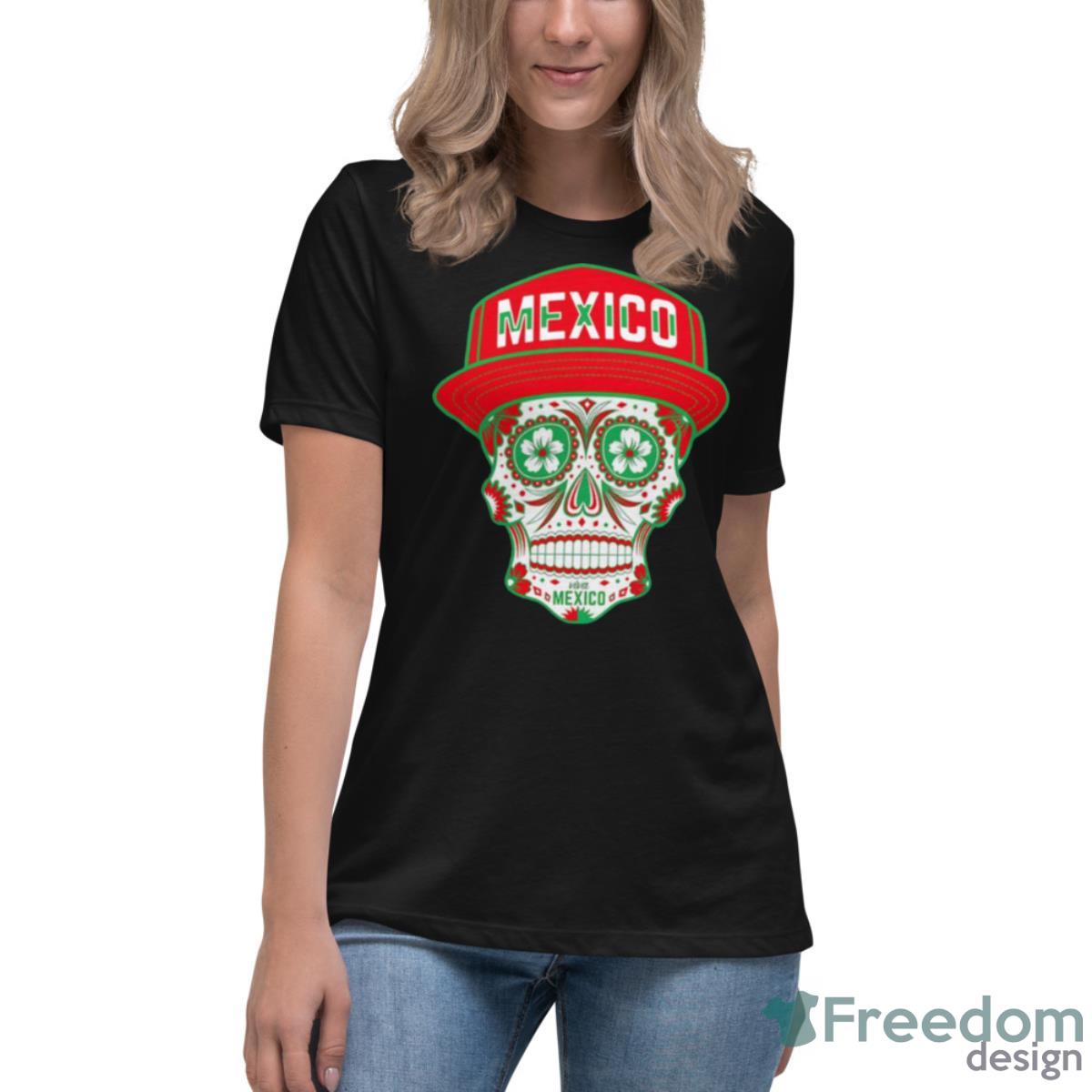 Mexico Sugar Skull Shirt - Womens Relaxed Short Sleeve Jersey Tee Mexico Sugar Skull Shirt - Womens Relaxed Short Sleeve Jersey Tee