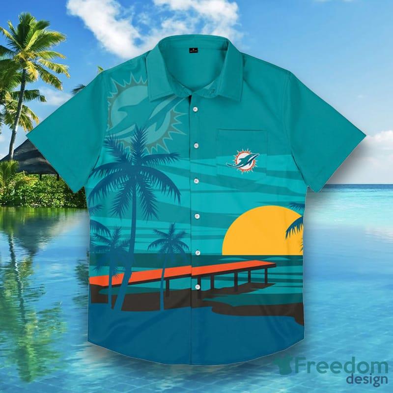 NFL Miami Dolphins US Flag Demon Face Print 3D Hawaiian Shirts Custom Name  And Number - Freedomdesign