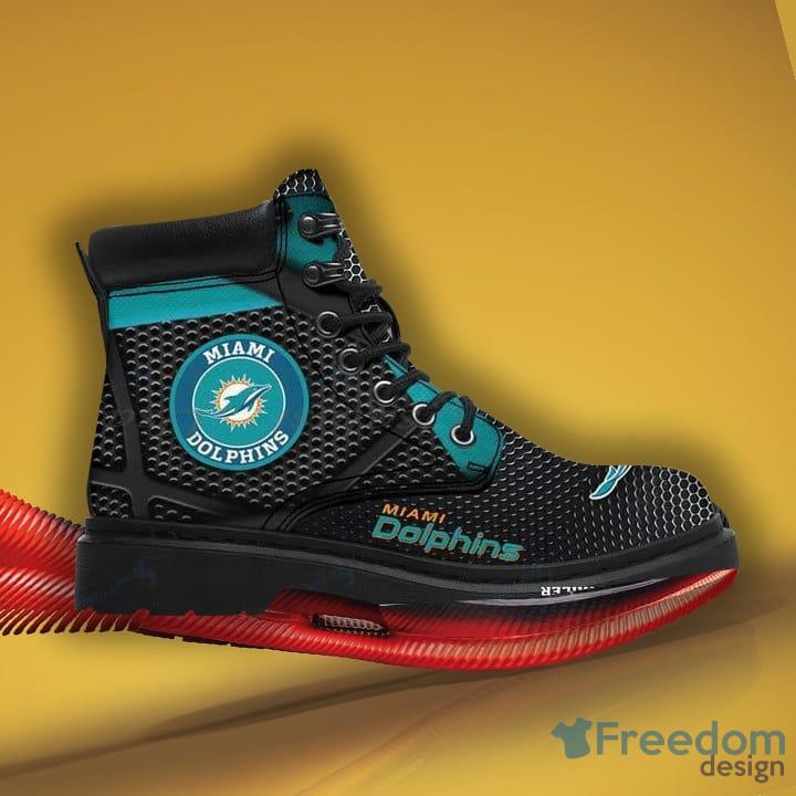 Miami Dolphins Stainless Steel Timberland Boots For Fans - Miami Dolphins Stainless Steel Timberland Boots