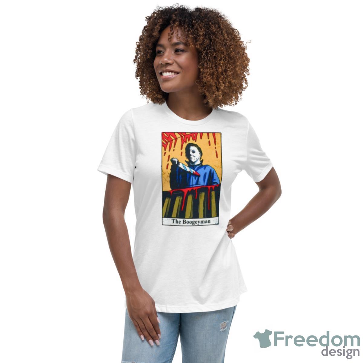 Michael Myers Halloween Tarot Card Boogeyman Horror Movie Shirt - Womens Relaxed Short Sleeve Jersey Tee Michael Myers Halloween Tarot Card Boogeyman Horror Movie Shirt - Womens Relaxed Short Sleeve Jersey Tee