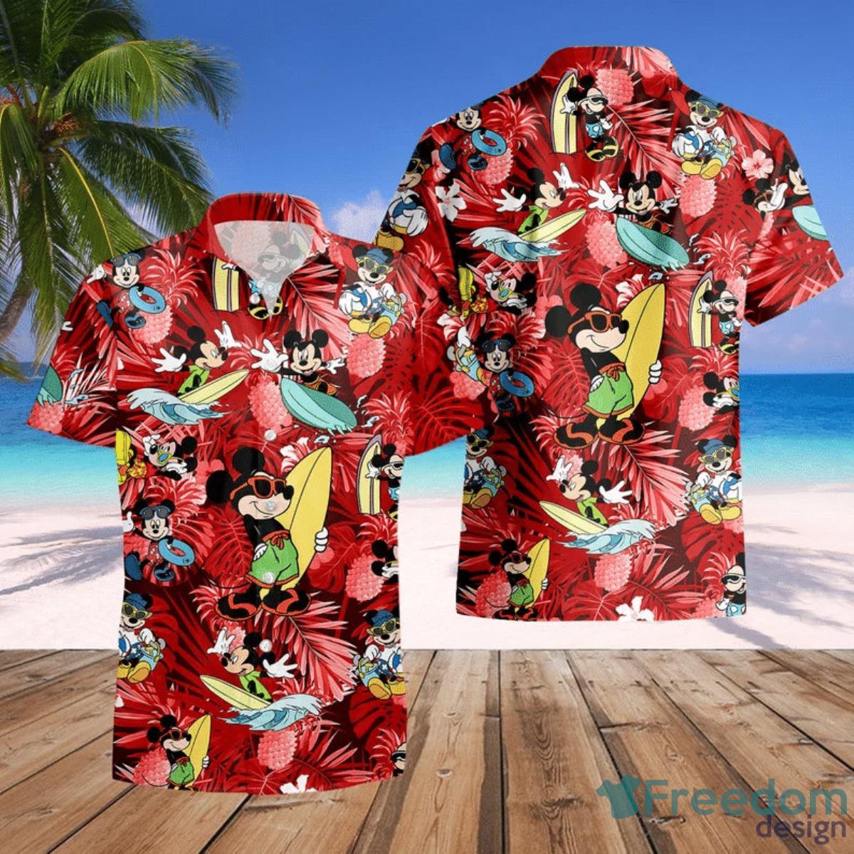 Mickey Mouse Costume Disney Summer Red 3D Hawaiian Shirt Perfect Gift Product Photo 1