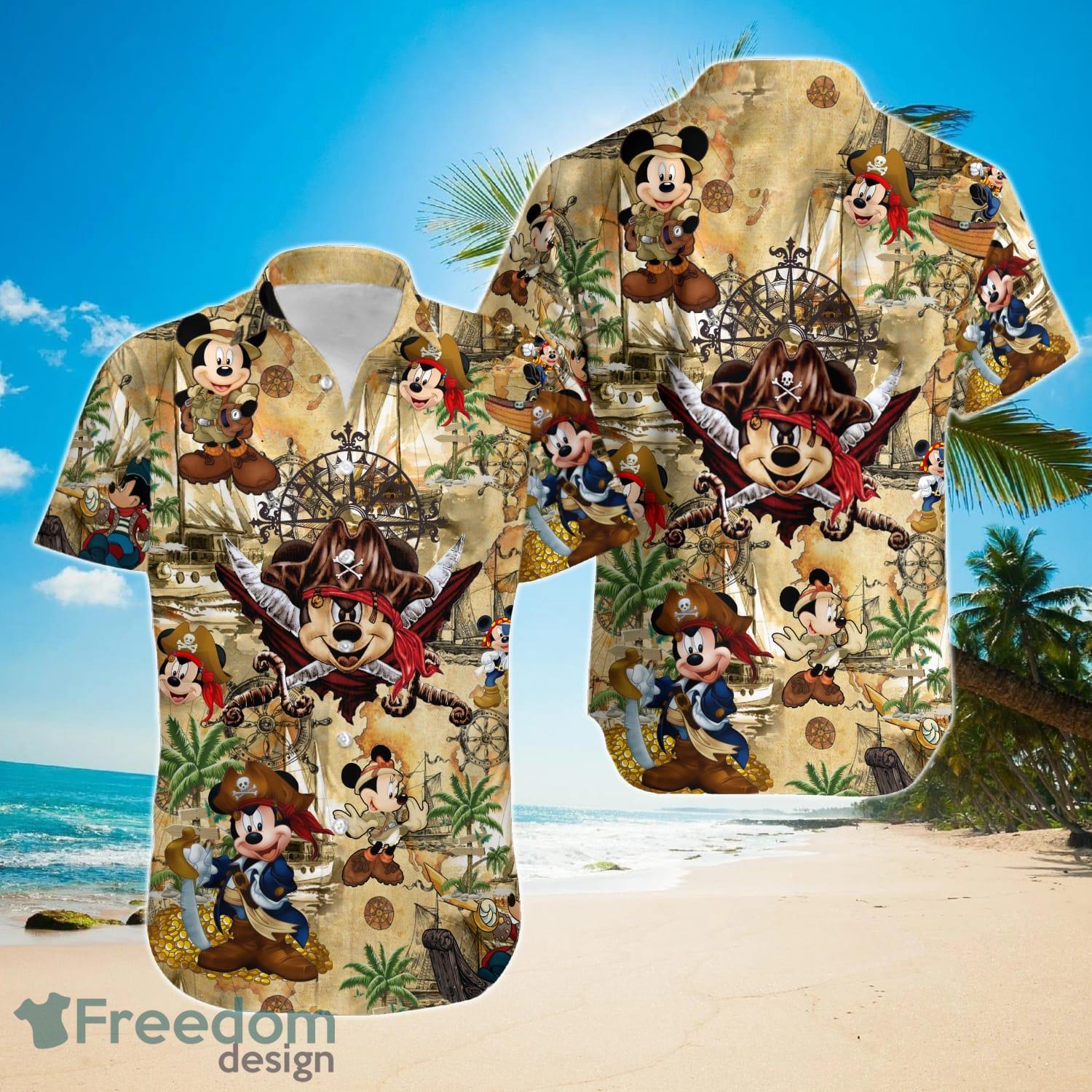 Mickey Mouse Pirate Hawaiian Shirt, Treasure Map Hawaiian Shirt Product Photo 1