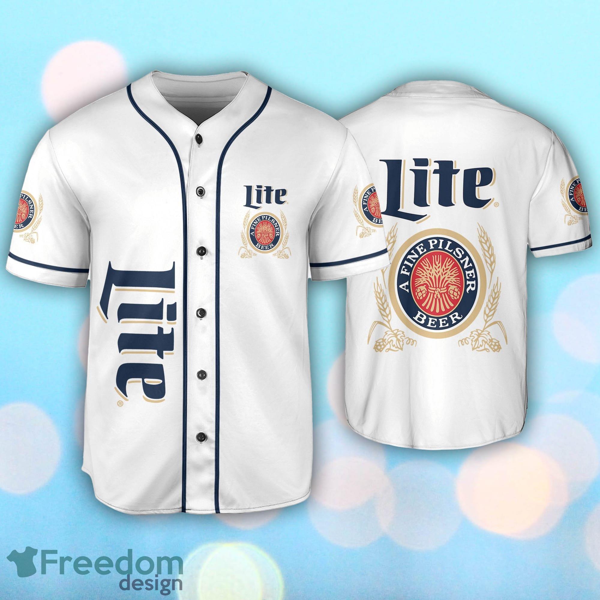 Miller Lite White Baseball Jersey Shirt, Jersey gift For Men