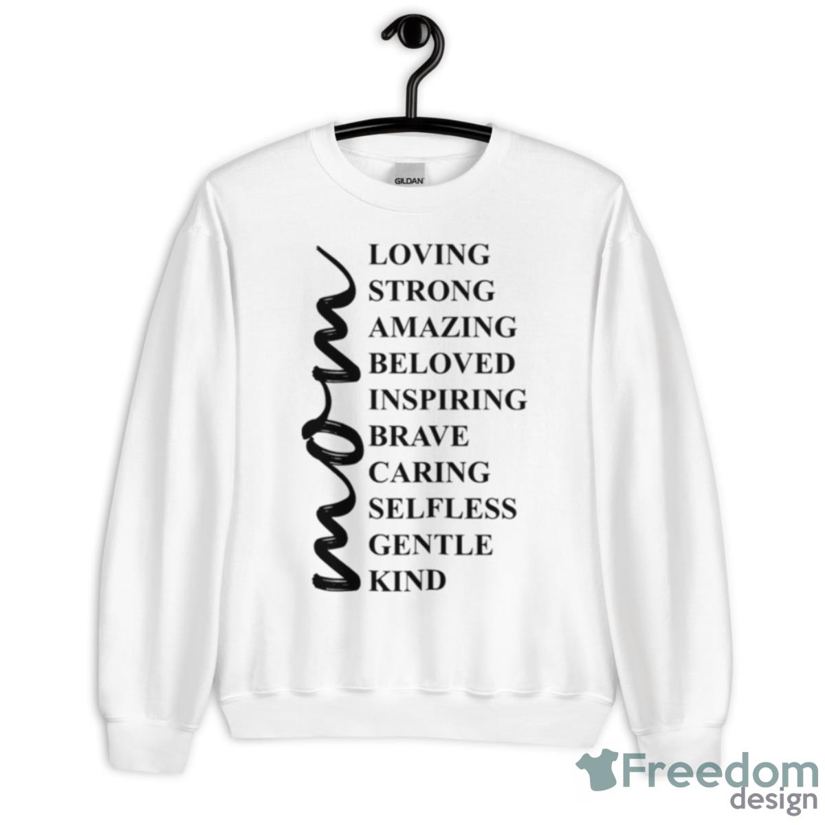Minimalist Mom Loving Strong Amazing Beloved Inspiring Brave Caring Selfless Gentle Kind Shirt - Unisex Heavy Blend Crewneck Sweatshirt