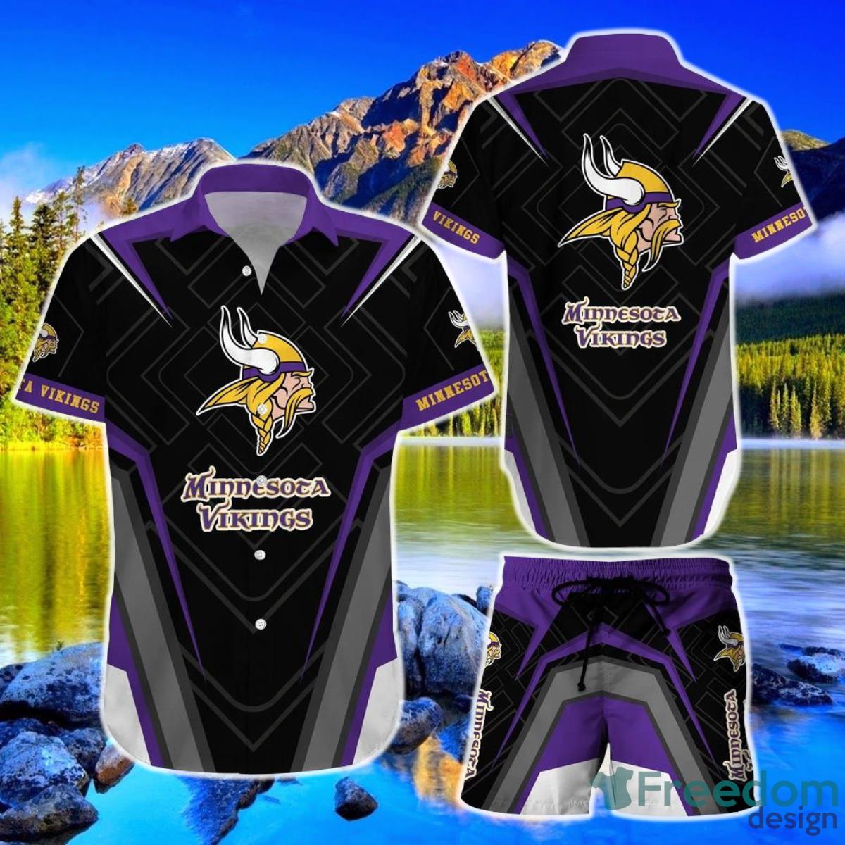 Minnesota Vikings NFL Hawaiian Shirt And Short New Summer Button Down Shirt Best Gift For Fans Product Photo 1