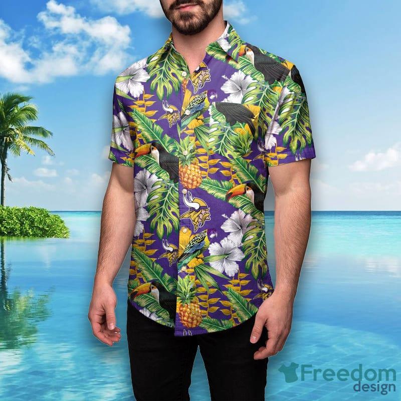 Minnesota Vikings Tropical Floral Custom Name Aloha Hawaiian Shirt