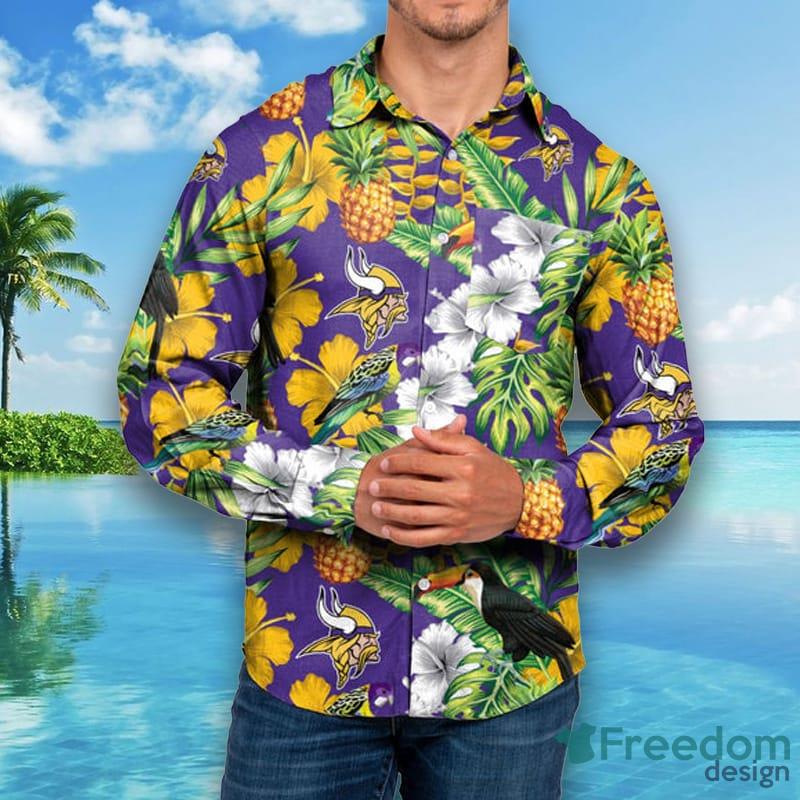 Men's Minnesota Vikings Purple Floral Woven Button-Up Shirt