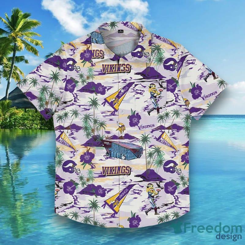 Minnesota Vikings Men's Short Sleeve Shirt Hawaiian Shirts Button T  Shirt Top