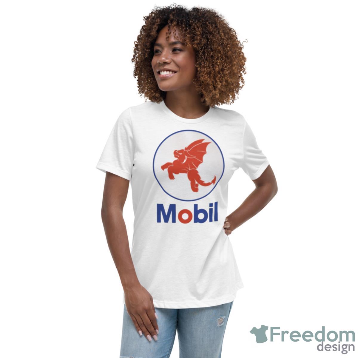 Mobil Red Dragon Parody New Logo Shirt - Womens Relaxed Short Sleeve Jersey Tee Mobil Red Dragon Parody New Logo Shirt - Womens Relaxed Short Sleeve Jersey Tee